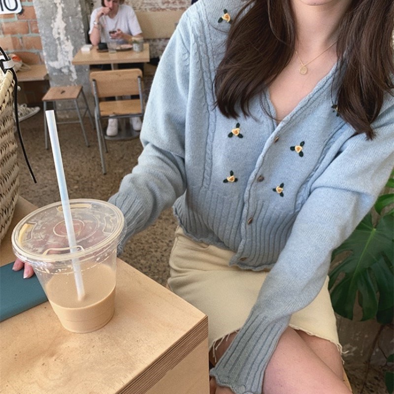 Áo Khoác Cardigan Họa Tiết Hoa Phong Cách Pháp Cho Phụ Nữ
