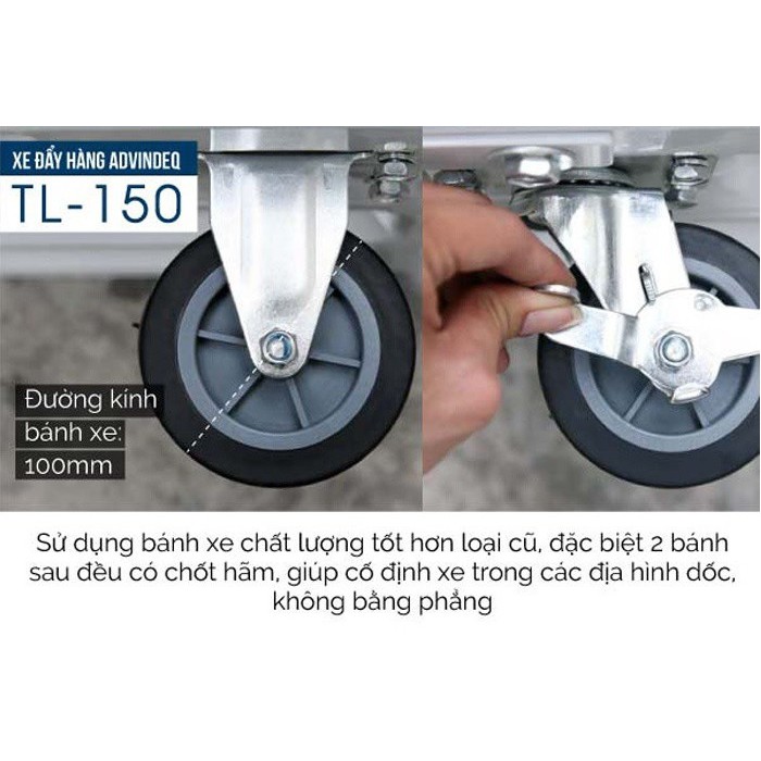 Xe đẩy hàng 4 bánh sàn thép ADVINDEQ TL-150