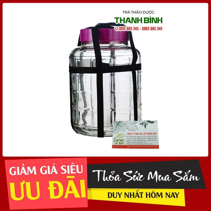 Combo 2 Bình Ngâm Sâm Nắp Tím 24 lit (Có Dây Đai) - Hũ Ngâm Sâm 24 lit