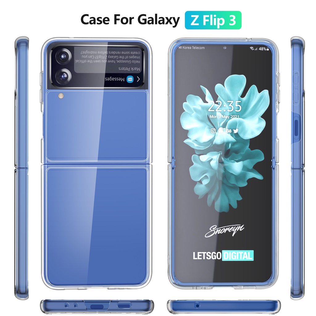 Mềm Ốp Điện Thoại Tpu / Pc Silicon Trong Suốt Chống Sốc Cho Samsung Galaxy Z Flip 3