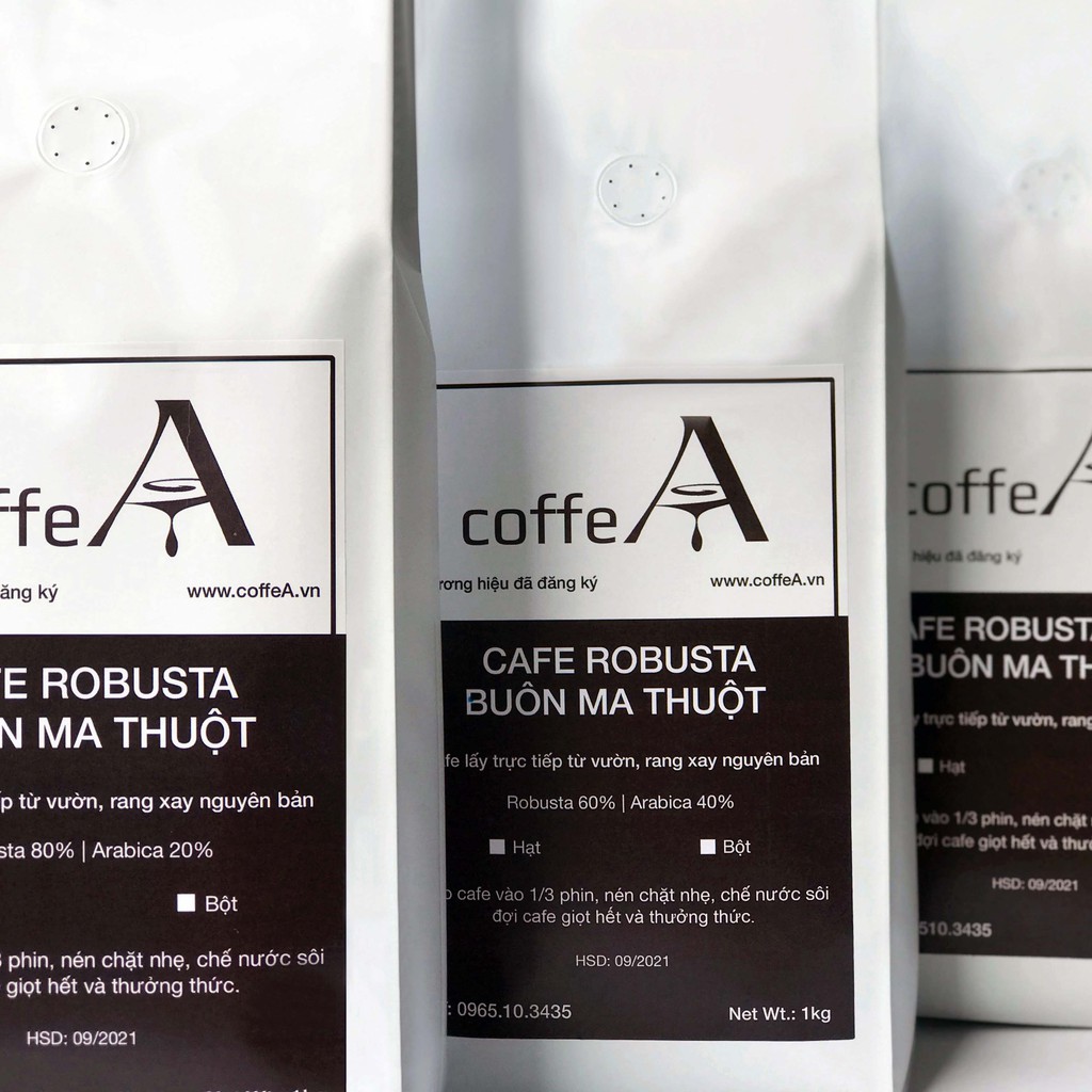 Cafe nguyên chất rang xay Robusta Arabica pha phin, pha máy như Moka Pot, Delonghi 1000g coffea 73ra