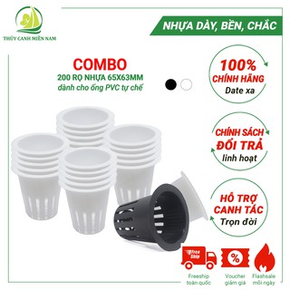 Bộ 200 Rọ Trồng Rau Thủy Canh 65*63mm cho ống PVC 90 | Rọ Nhựa Thủy Canh Lỗ Khoét phi55 (55mm)