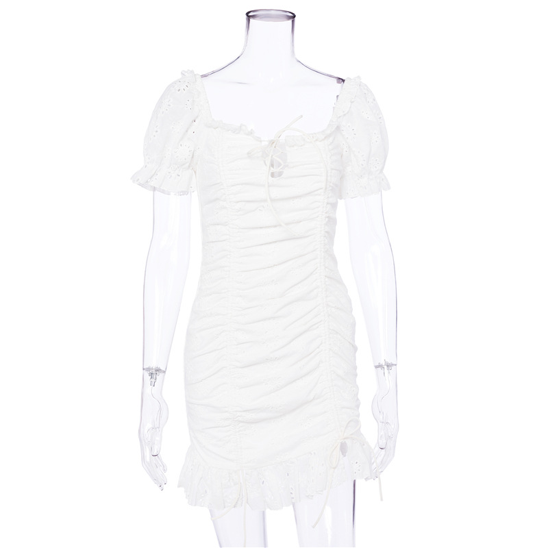 DUNEA Đầm Nữ Tay Ngắn Cổ Vuông Thời Trang Quyến Rũ