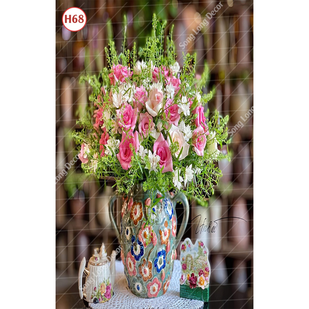 Tranh Dán Tường Lọ Hoa Nhiều Mẫu Đẹp - Có In Theo Yêu Cầu- Tranh 3d Trang trí nhà cửa -7