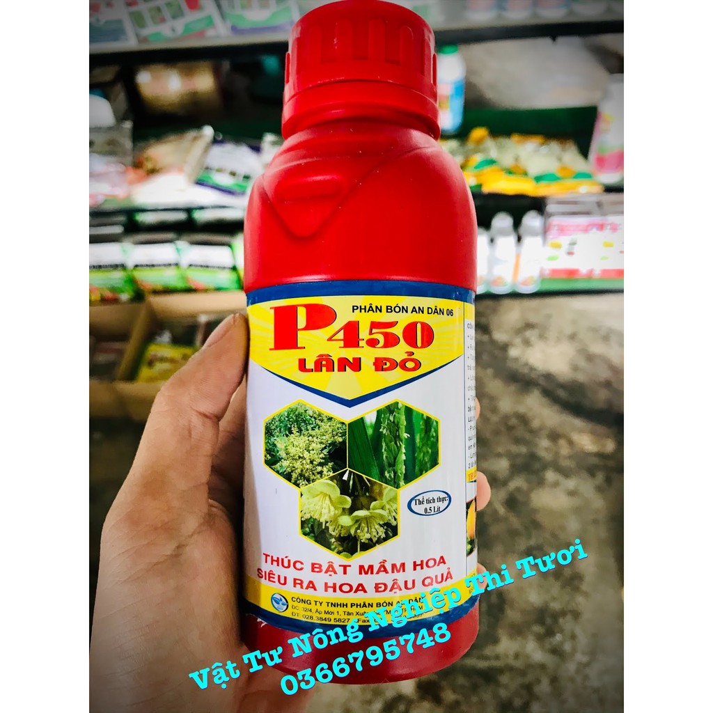 Phân bón lá siêu lân đỏ P450 chai 500ml - hàng chính hãng An Dân