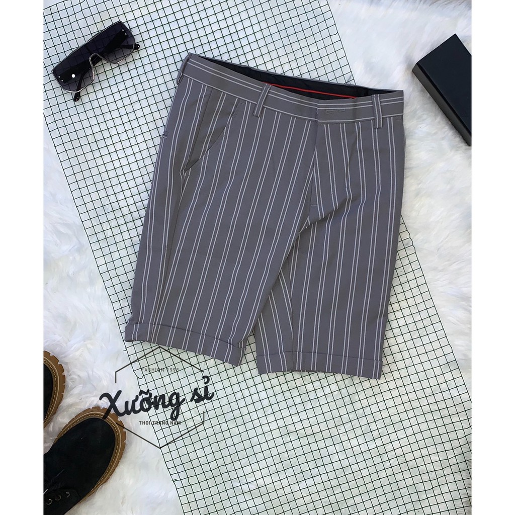 Quần Short Tây SỌC Co Dãn Hàn Quốc Fom ÔM Dáng Chuẩn MEN 2020 size 27 đến 32