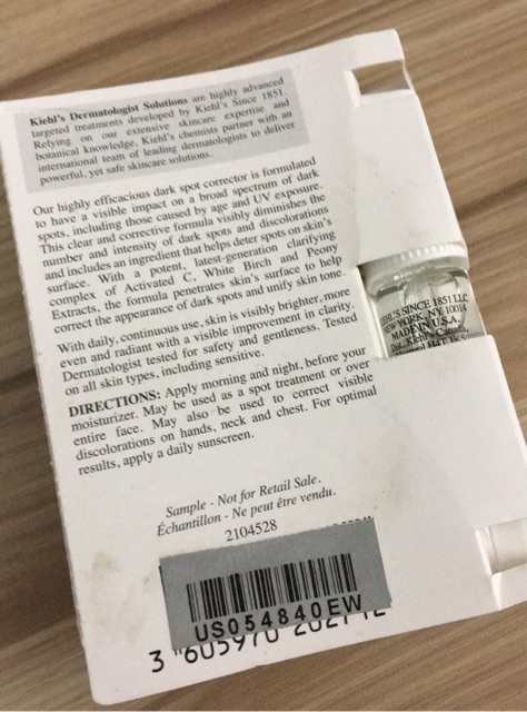 Tinh chất trắng da, thâm nám Kiehl’s Clearly Corrective Dark Spot Solution/ Serum Kiehls