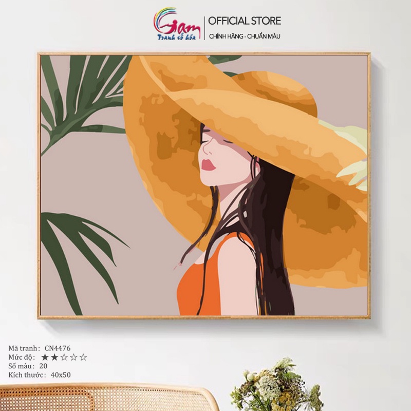 Tranh Tô Màu Theo Số Cô Gái Hiện Đại GAM Đã Căng Khung 40x50cm CN4476
