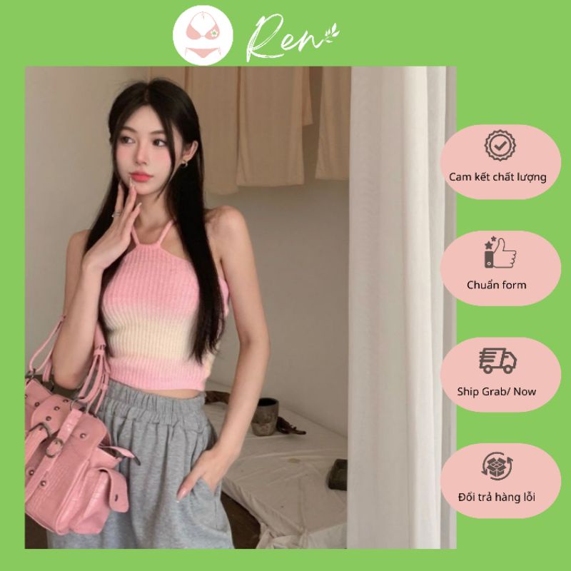 Yếm len loang màu pastel hồng và xanh