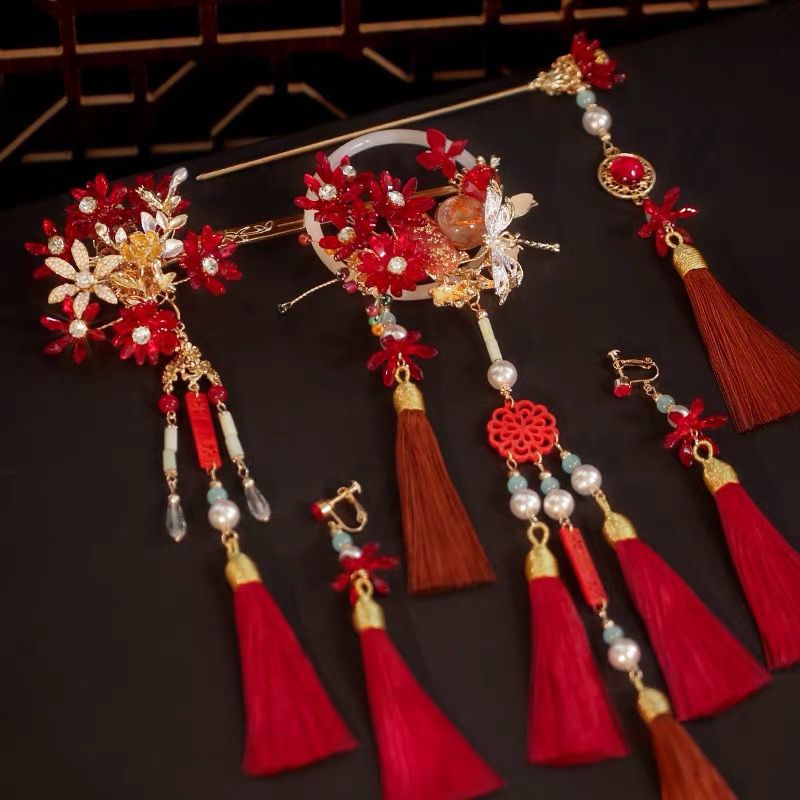 [Aishang Xinh Đẹp] Trâm Cài Tóc Phối Tua Rua Phong Cách Trung Hoa Cổ Điển Phụ Kiện Đám Cưới Đính Hôn Ouzi Cho Nữ