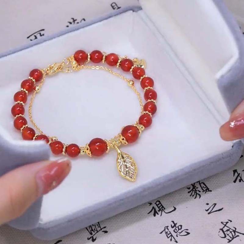 [Hàng Mới] Vòng Tay Chuỗi Hạt Đá Mã Não Đỏ Thiết Kế Thời Trang Độc Đáo