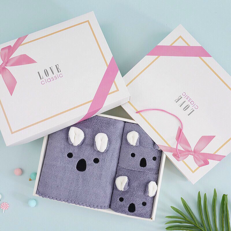 Hộp 3 khăn tắm hình thú món quà ý nghĩa cho ngày 20-11