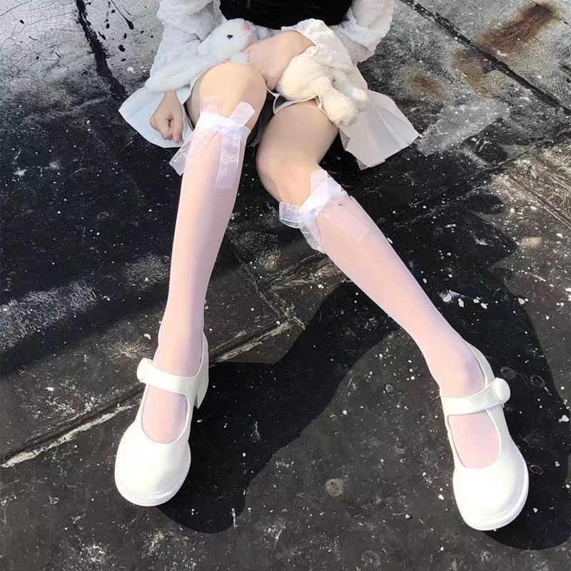 Đôi Tất Chân Lưới Đính Nơ Dễ Thương Cho Nữ