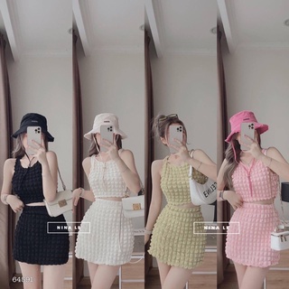 Set áo Croptop kèm chân váy xốp phồng chuẩn xịn Hack dáng siêu xinh (Đẹp mê ly💯 rẻ vô địch Shopee)