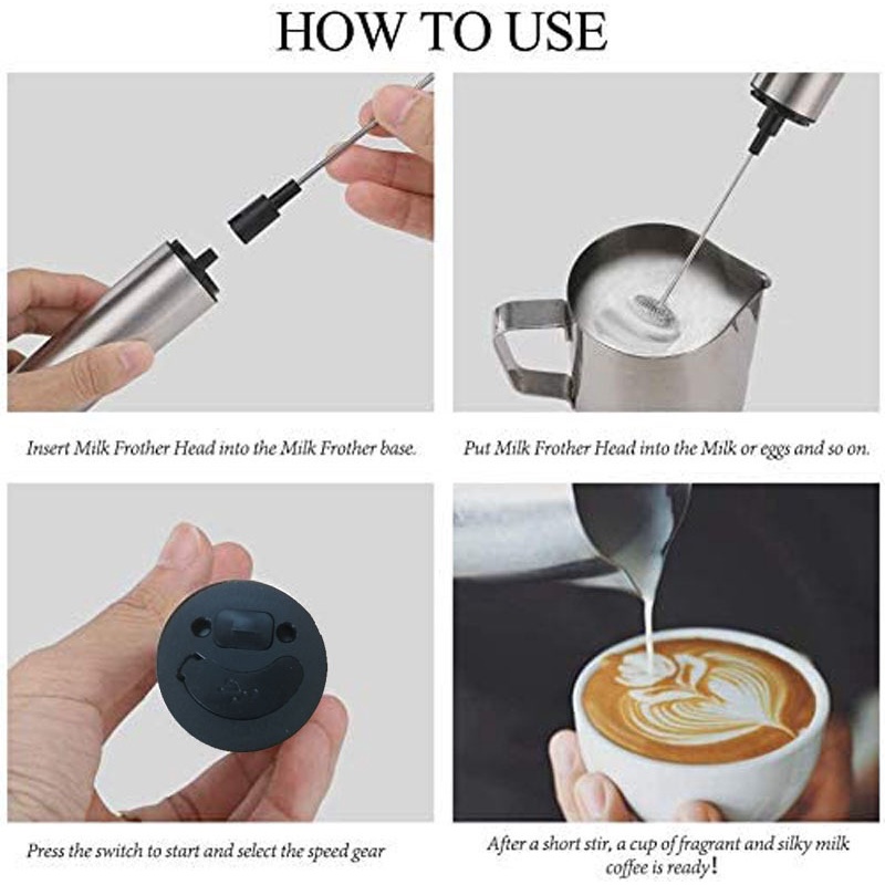 Máy tạo bọt cà phê, đánh trứng, sữa cầm tay, 3 cấp độ cao cấp, tặng kèm chổi vệ sinh - Mvn Coffee
