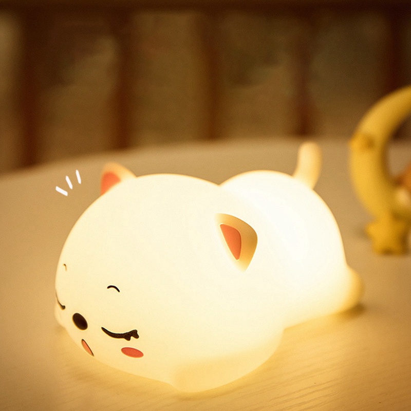Đèn Ngủ Led Cảm Biến Bằng Silicon Hình Mèo Hoạt Hình Nhiều Màu Sắc 