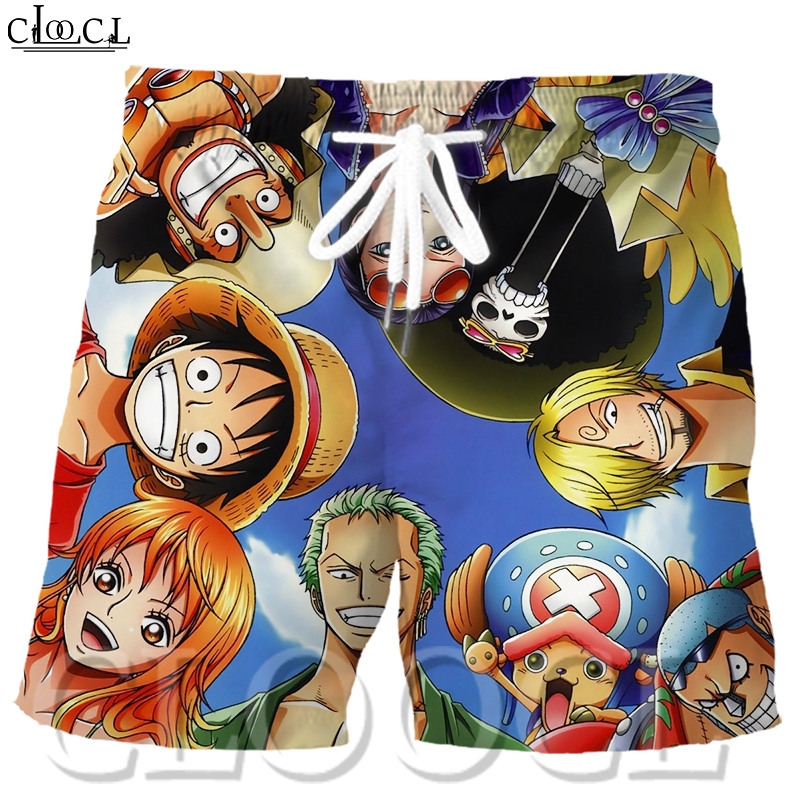Quần Short Dây Rút Co Giãn In Họa Tiết One Piece 3D Độc Đáo Thời Trang Đi Biển Cho Nam