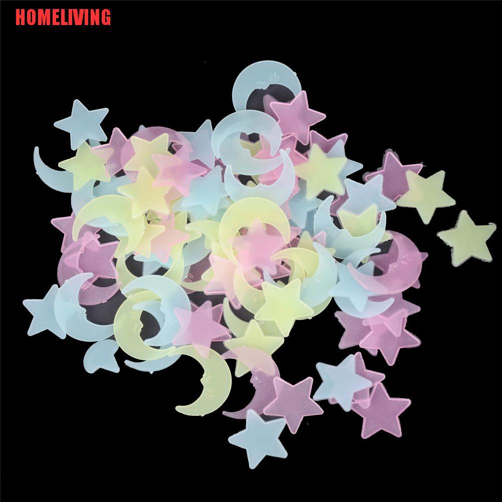 [HOMELIVING] 100 Miếng Dán Dạ Quang Hình Trăng Sao Trang Trí Phòng Ngủ Cho Bé