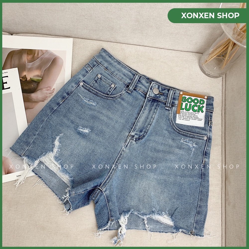 Quần jean đùi cạp cao quần short nữ rách lai siêu đẹp XONXEN SHOP QUY NHƠN size S M L mã 5126