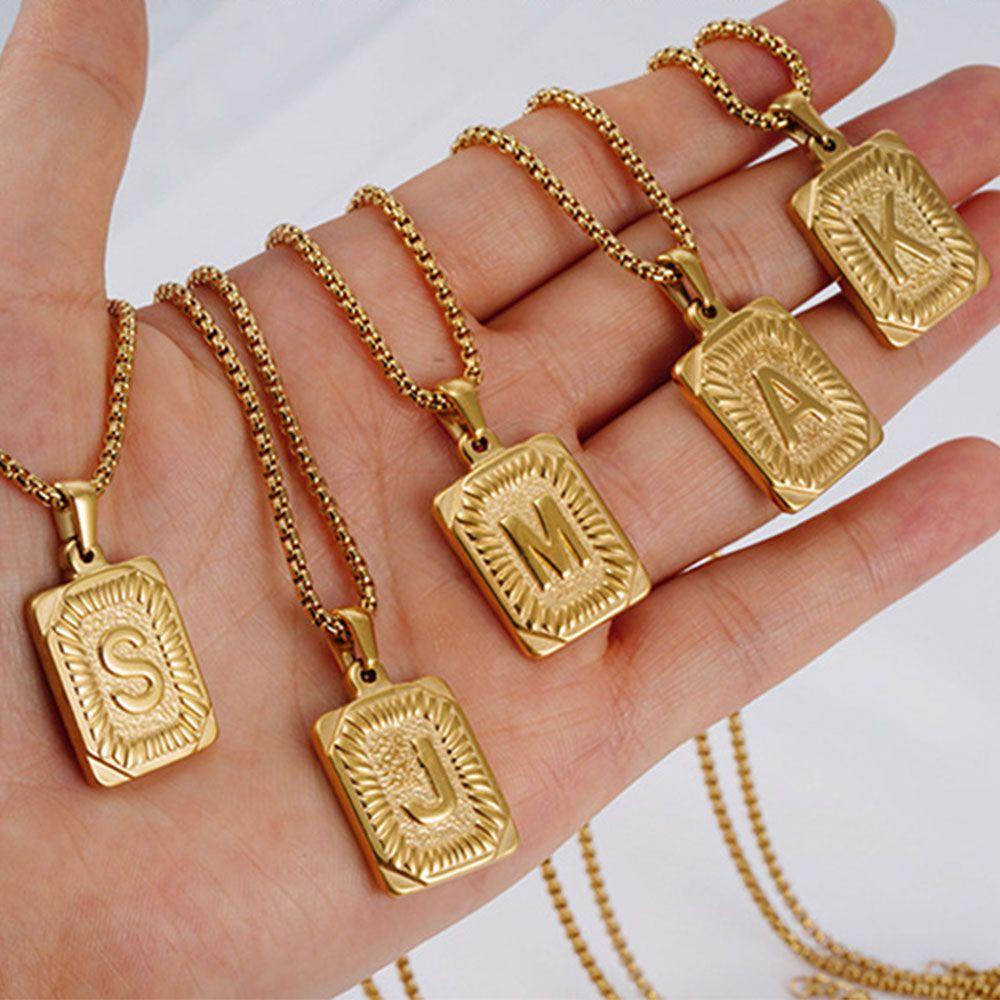 Dây Chuyền Mạ Vàng 14K Sang Trọng Cho Nữ|Dây Chuyền Mặt Chữ Phong Cách Hip Hop Sang Trọng Cho Nam