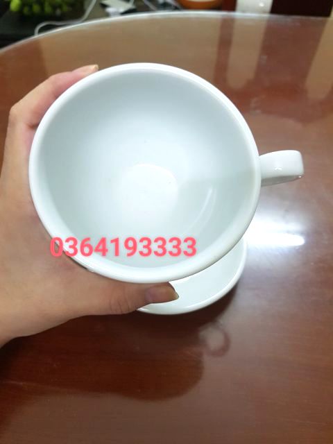 Cốc sứ capuchino 280ml kèm đĩa trắng