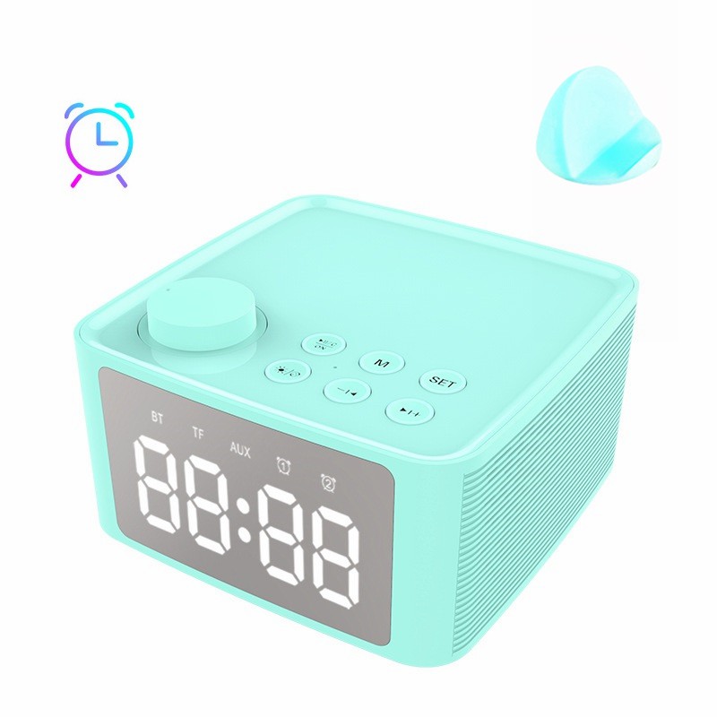 Loa không dây kỹ thuật số kết nối Bluetooth kiêm đài FM tích hợp đồng hồ báo thức và gương trang điểm