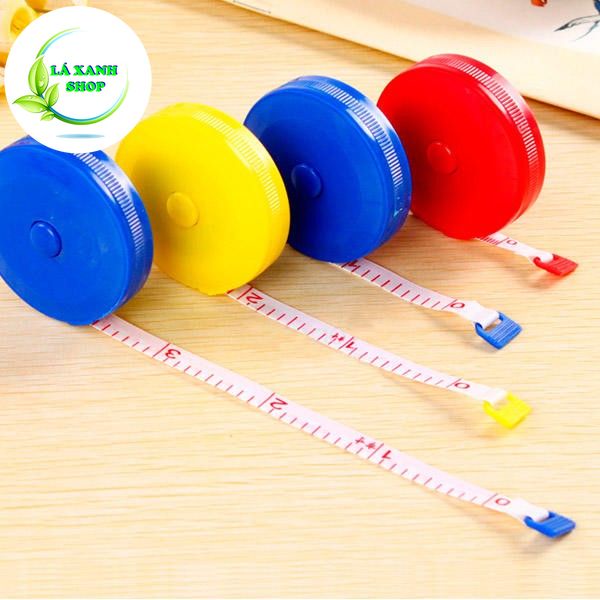 Thước Dây Cuộn Rút Thu Tự Động HỘP TRÒN 1.5 Mét - Đo Eo, Vòng Bụng Sức Khỏe