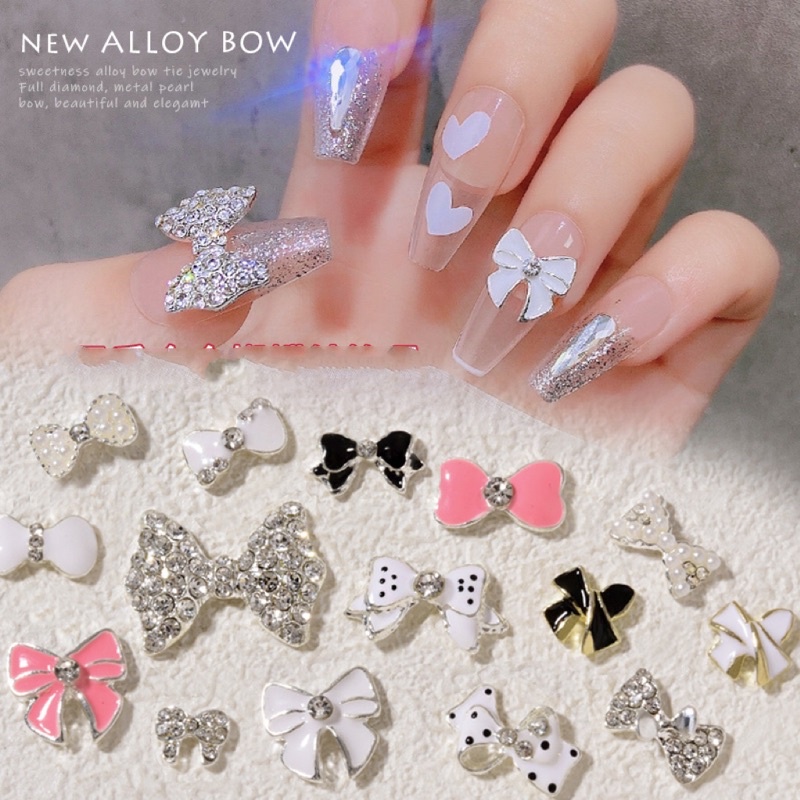 Charm nơ-charm đá cao cấp trang trí móng