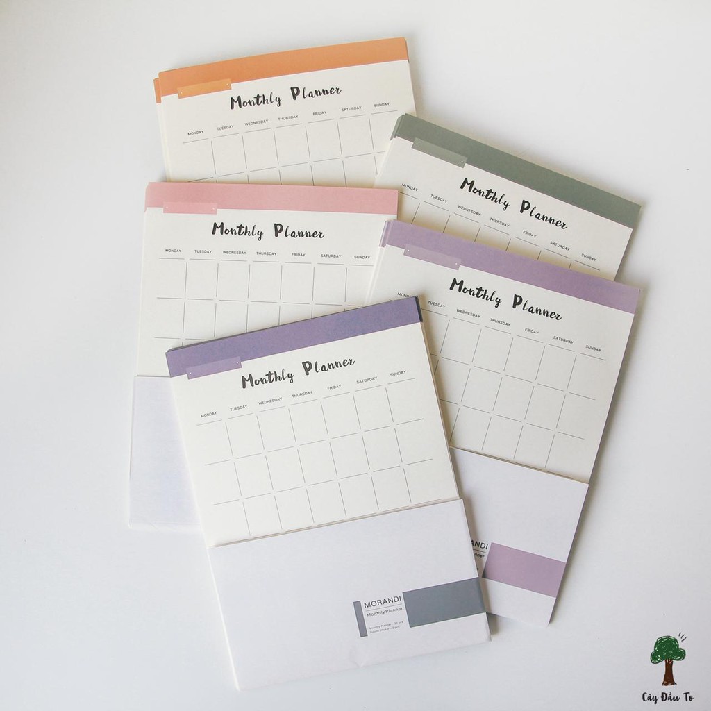 Set 10 Giấy Lập Kế Hoạch Tháng Morandi Planner Cây Đầu To