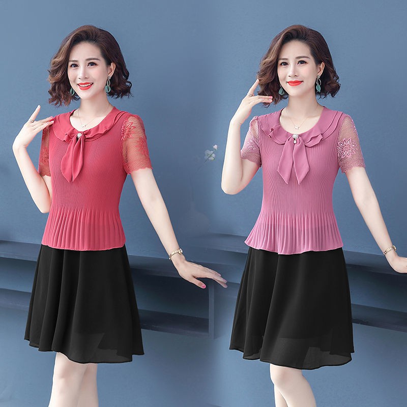 Váy bầu mùa hè mới 2021 của mẹ, hoa voan tây, liền thân nữ trung niên 40 tuổi | BigBuy360 - bigbuy360.vn