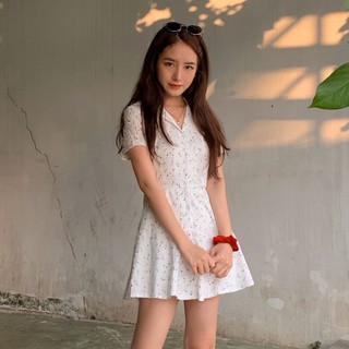 Usthebasic - Đầm nữ V-neck Floral Mini Dress
