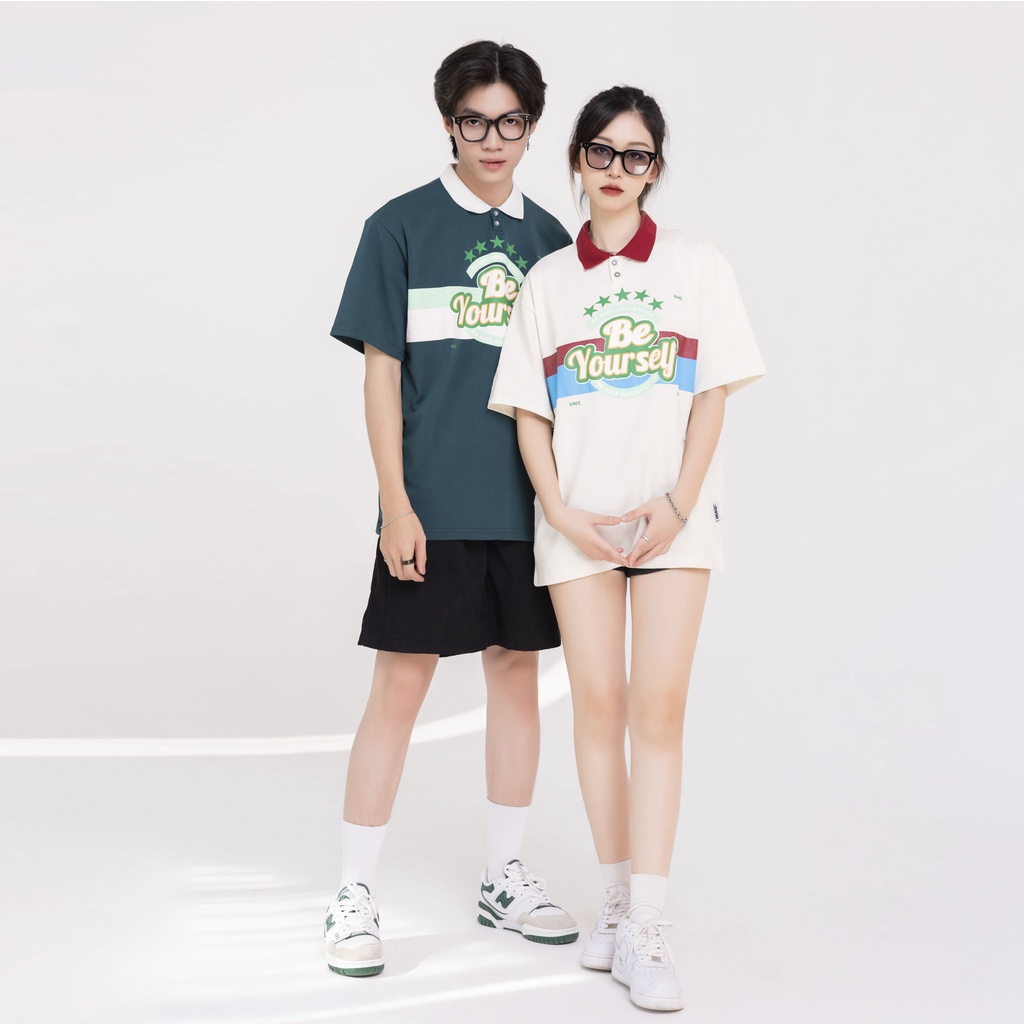 Áo thun polo BJHG BE YOUR SELF phông tay lỡ nam nữ unisex form rộng Local Brand áo Polo form rộng