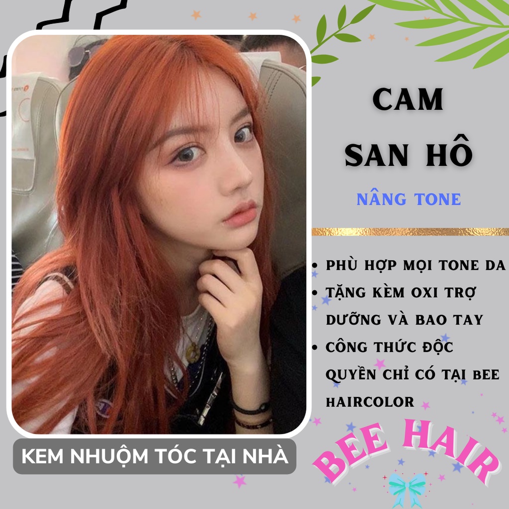 thuốc nhuộm tóc CAM SAN HÔ . màu nhuộm tóc tại nhà KHÔNG TẨY