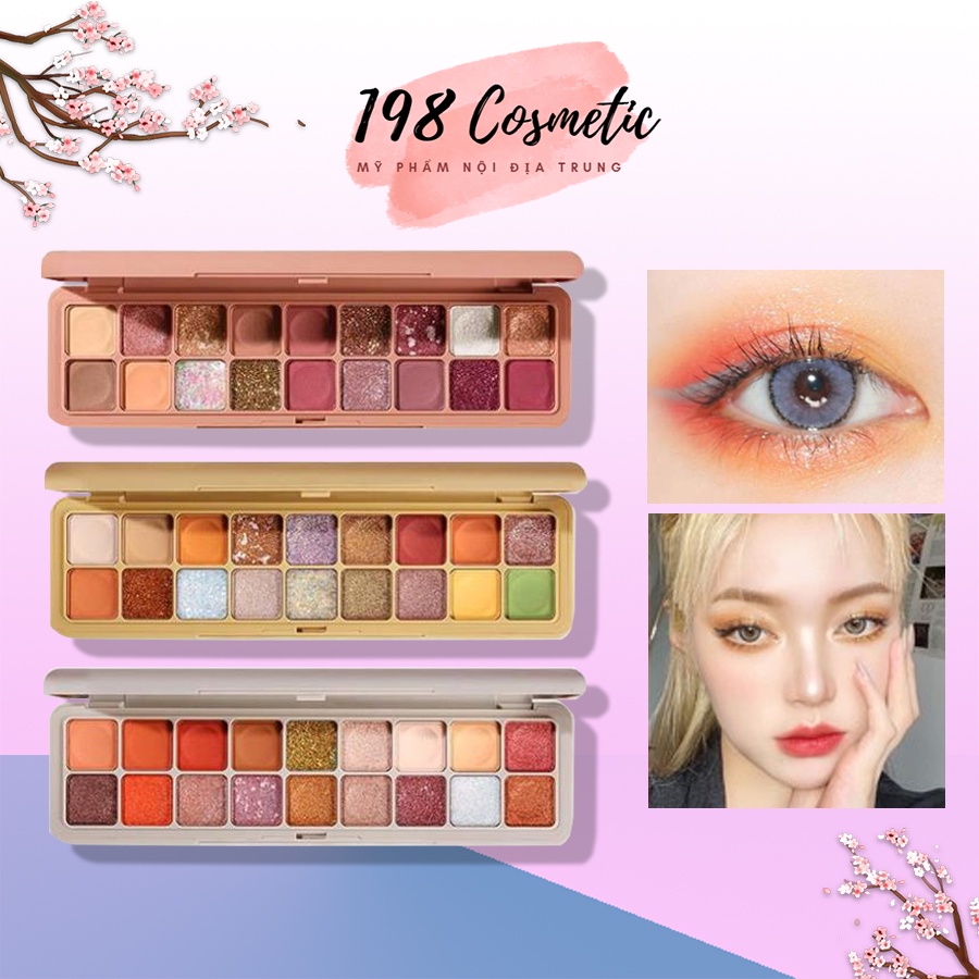 Bảng phấn trang điểm mắt PinkyFocus 18 màu sắc lì ánh ngọc trai kết hợp chống thấm nước