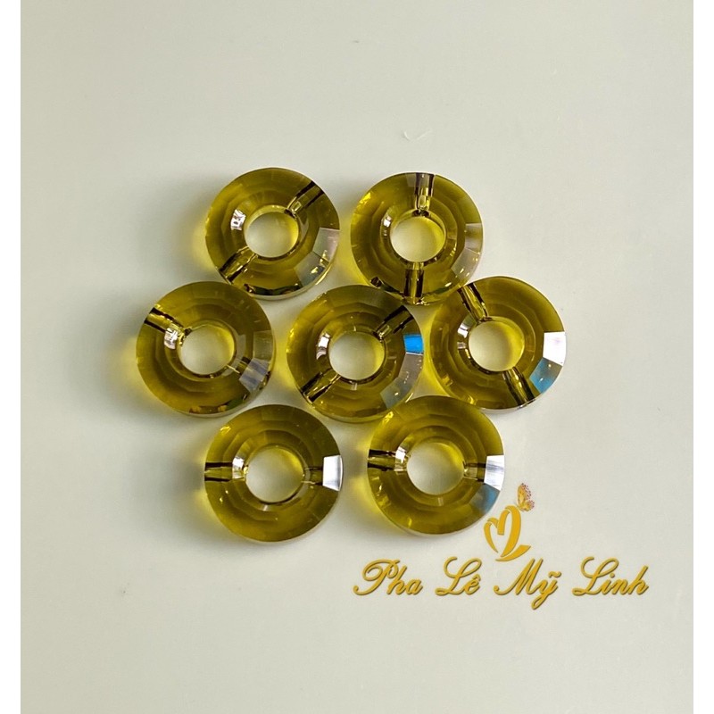 2 viên pha lê Swarovski 12,5mm vòng tròn xỏ thẳng