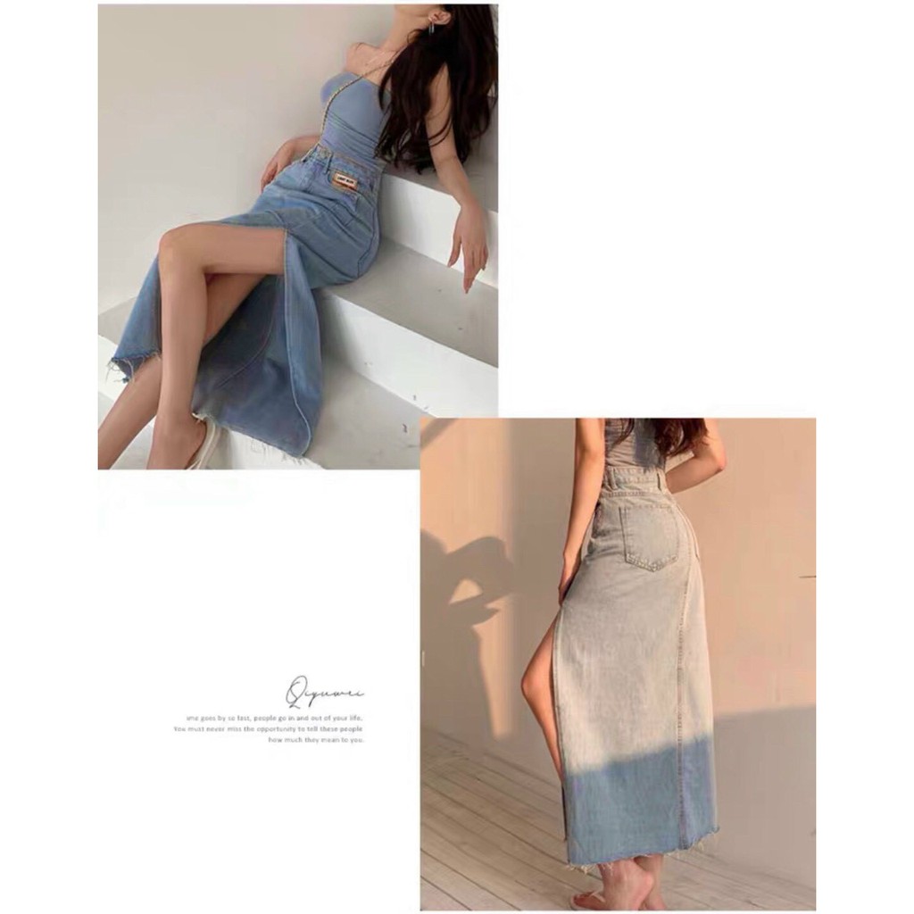 Set áo thun + chân váy jean. Có 1 màu. Size dưới 54kg vừa. KÈm hình chụp thật 100%. Đơn giản mà đẹp nha