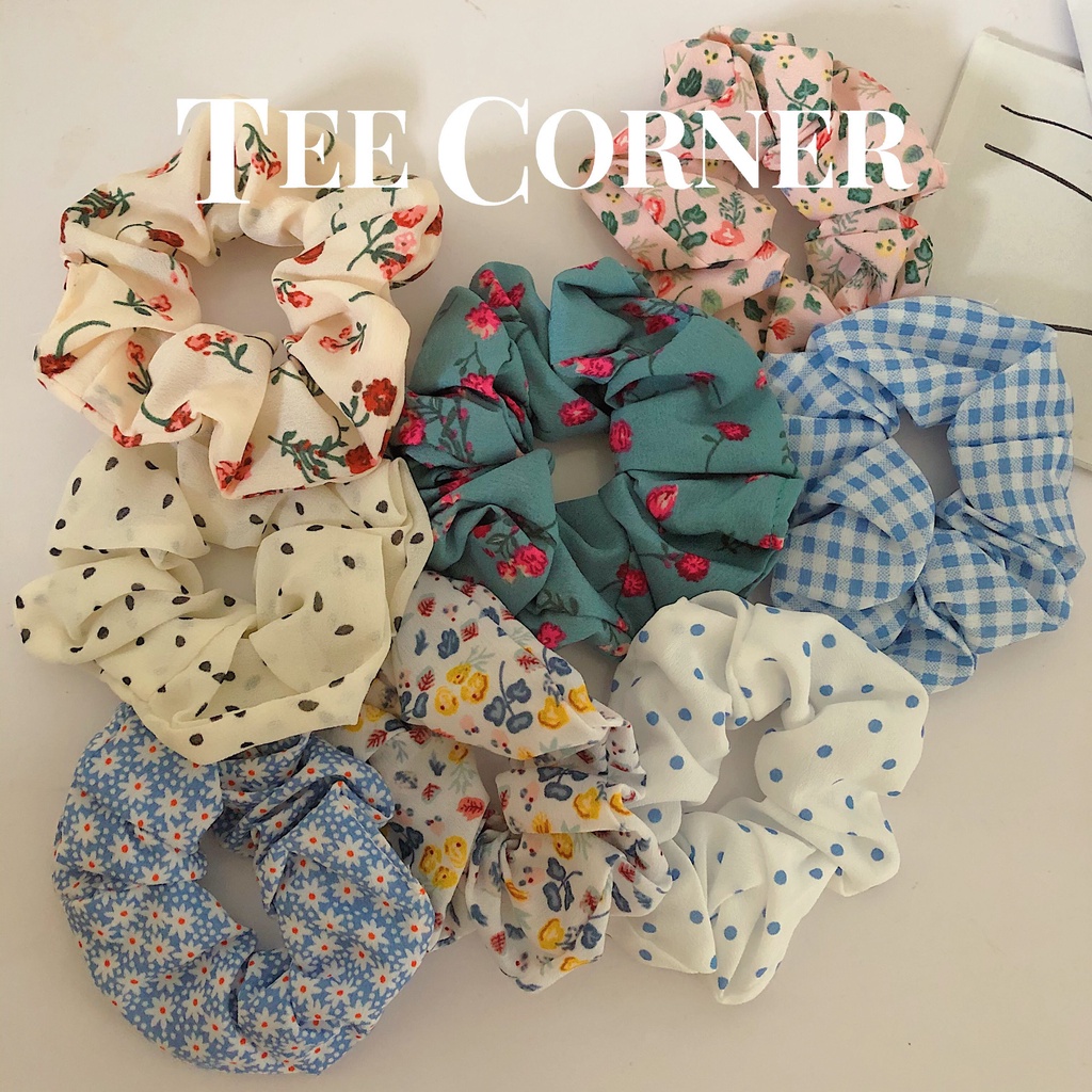 Dây buộc tóc Scrunchie Họa tiết dễ thương