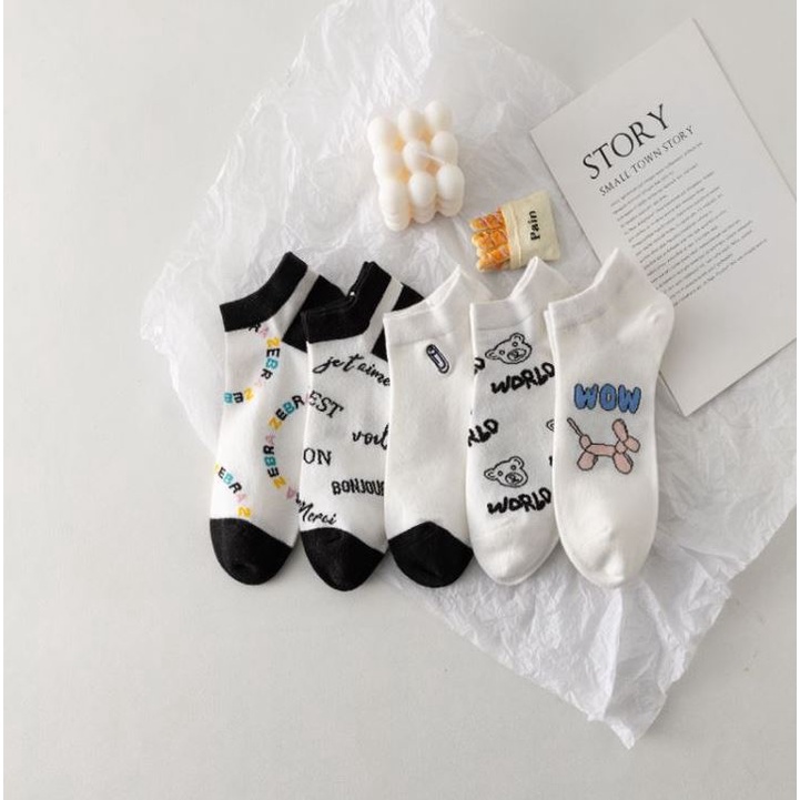 Set 10 Đôi Tất Vớ Nữ Ngắn Cổ Wow Cute Như Hình