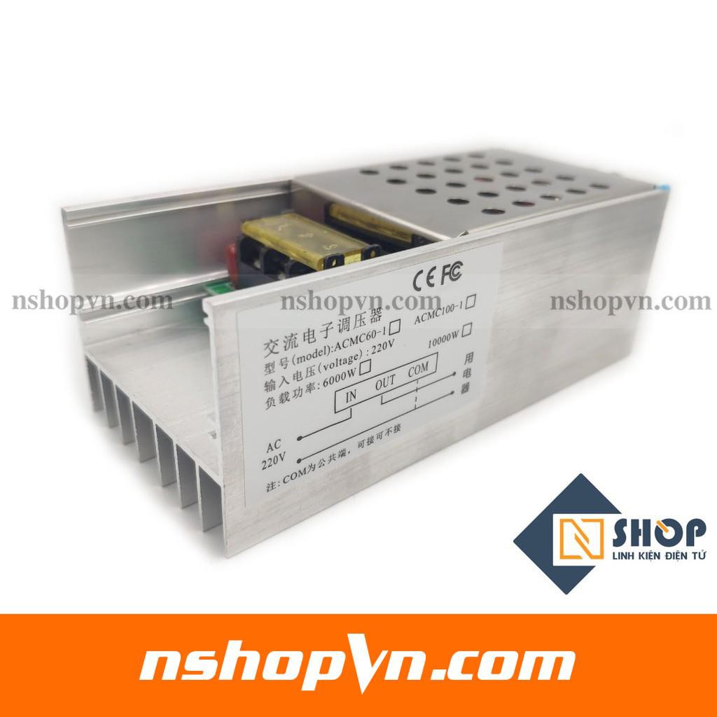 Dimmer AC 6000W điều chỉnh giảm điện áp 220VAC xuống để dùng cho đèn sợi đốt, động cơ