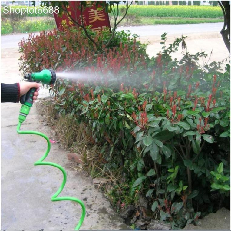Bộ vòi xịt 7 chế độ kèm dây mềm lò xo dài max 15m  và phụ kiện đấu nối