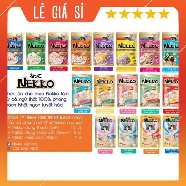 12 gói thức ăn cho mèo NEKKO 70g ( mix vị ngẫu nhiên) - Thức ăn cho mèo giá sỉ