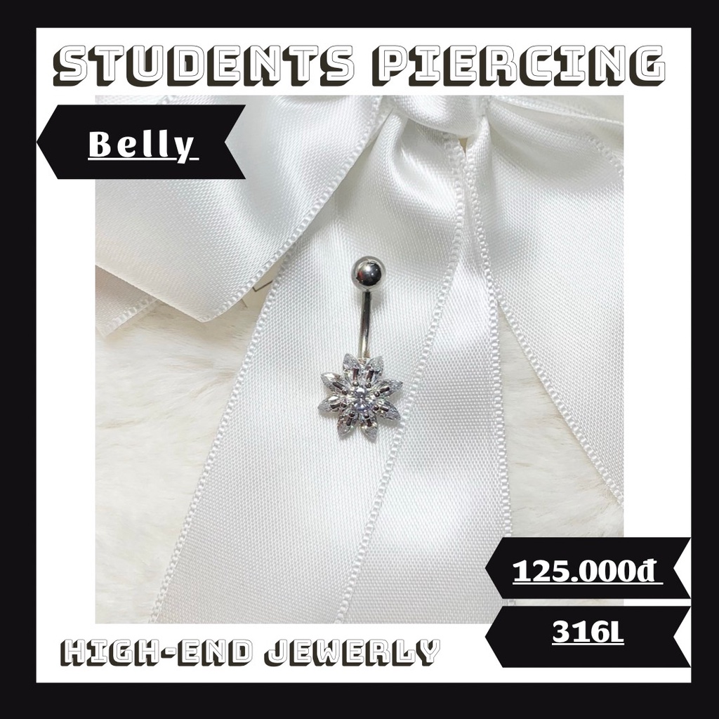 [Rẻ Vô Địch] Khuyên Rốn Hoa Đá -Khuyên Thép 316L