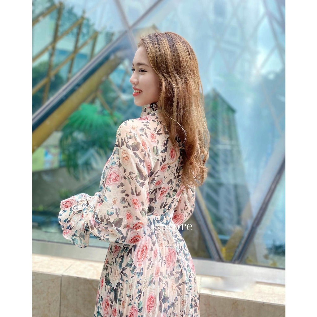 Váy tơ hoa hồng siêu xinh