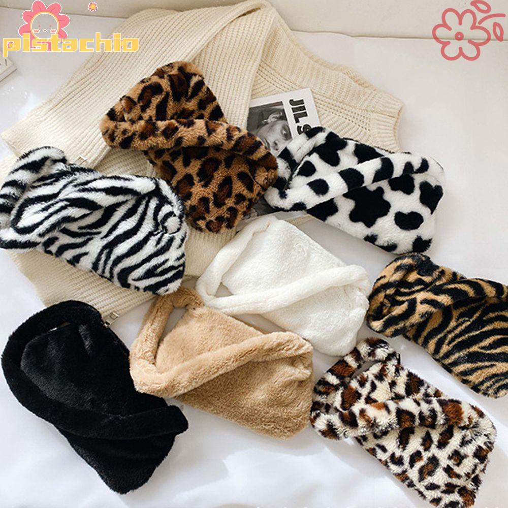 Túi đeo vai mini họa tiết da báo phối lông mềm mại thời trang cá tính cho nữ