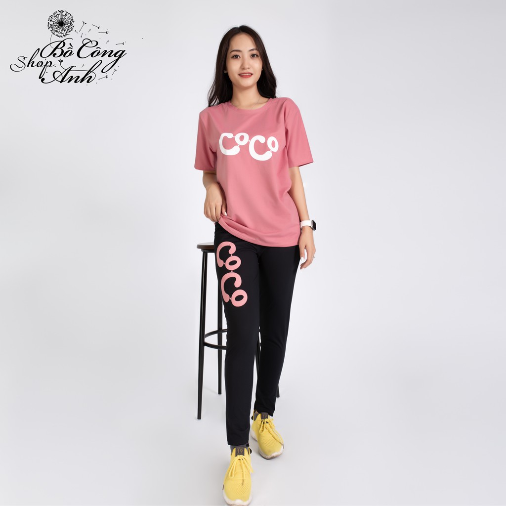 Đồ bộ , bộ mặc nhà quần dài áo in chữ chất liệu cotton thoáng mát