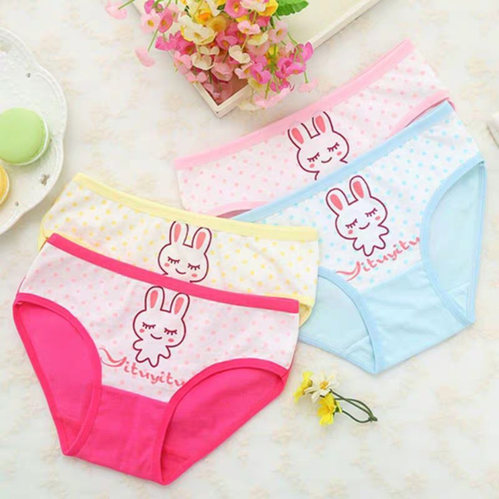 Quần lót bé gái, Quần lót cotton cho bé gái 1-11 tuổi hình thỏ nhiều màu sắc xinh xắn chất thun co giãn Baby-S – SC008