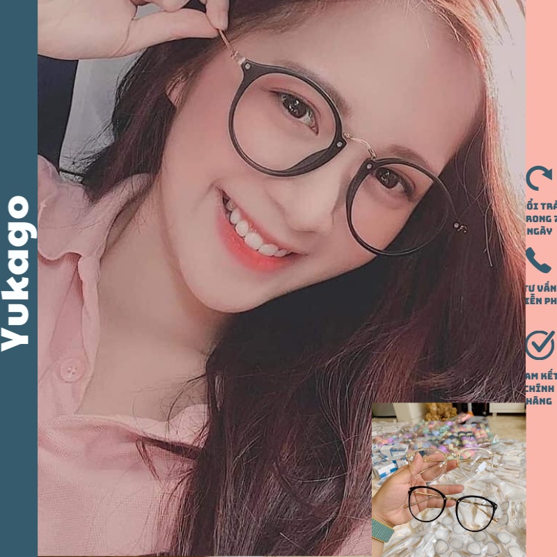 Kính nữ thời trang giả cận gọng tròn sắt phong cách Retro Yukago SF1858