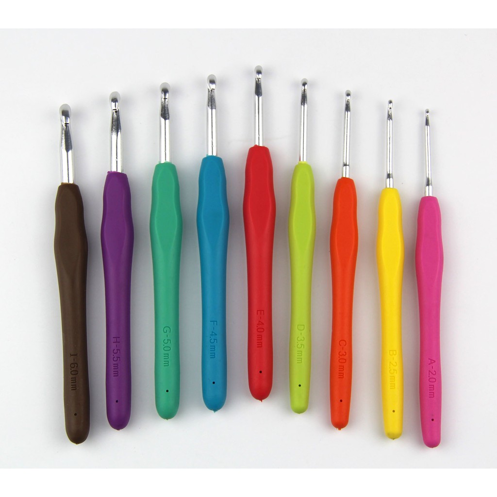 Kim móc len sợi cán su 1.0mm - 10.0mm, đầu kim bóng loáng, chất lượng