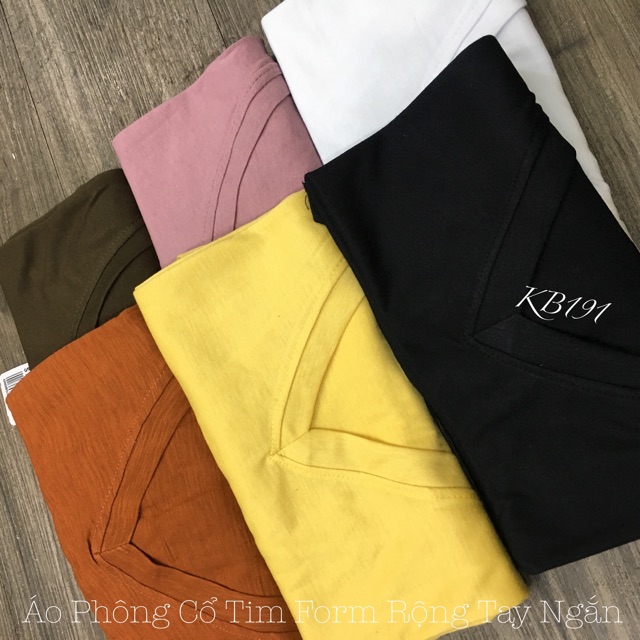 Áo Phông Cổ Tim Form Rộng Tay Ngắn - AN12