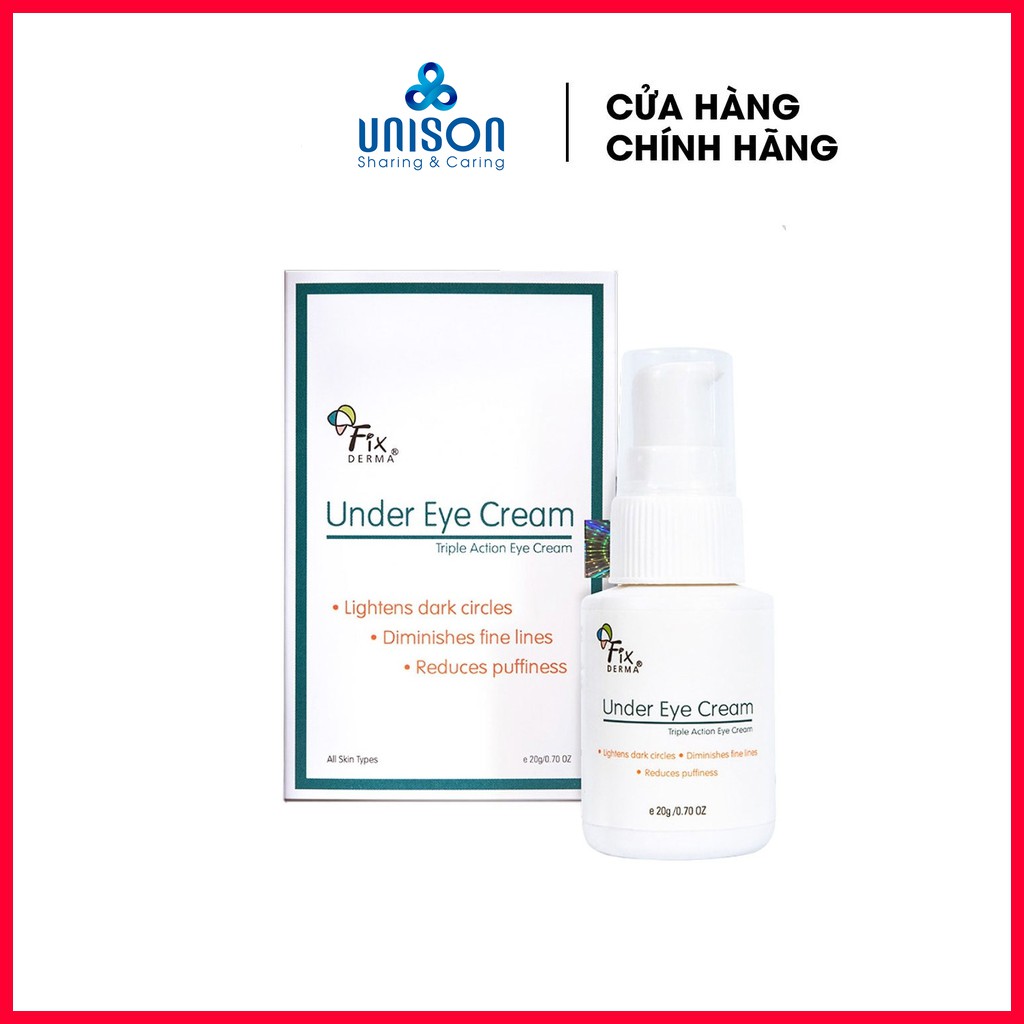 Kem Hỗ Trợ Giảm Thâm Quầng Mắt UNDER EYE CREAM Fixderma: giảm quầng thâm, nếp nhăn, làm sáng vùng da quanh mắt